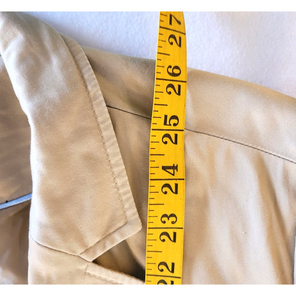 Attention Tan Short Blazer 14 L 1 Button Outside Pockets Lined Preppy Academia - Picture 3 of 9